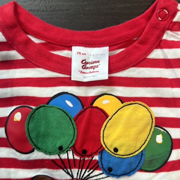 Hanna Andersson Curious George Shirt 6-12M (off brand 12m pants for set) - Picture 2 of 3